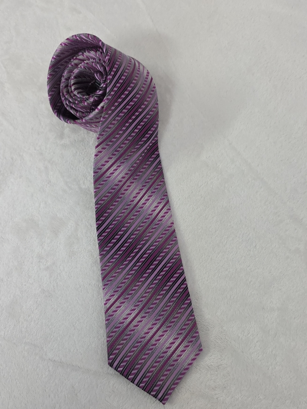 Bruno Marchesi Purple Pink Gray Striped Silk Neck Tie